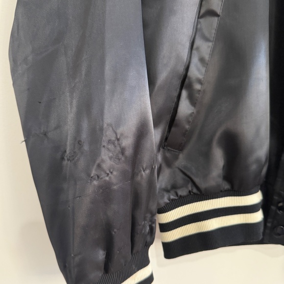 Vintage Retro Varsity Jacket Black Silky Polyester by Eagle USA EUC Women Small - Picture 9 of 9